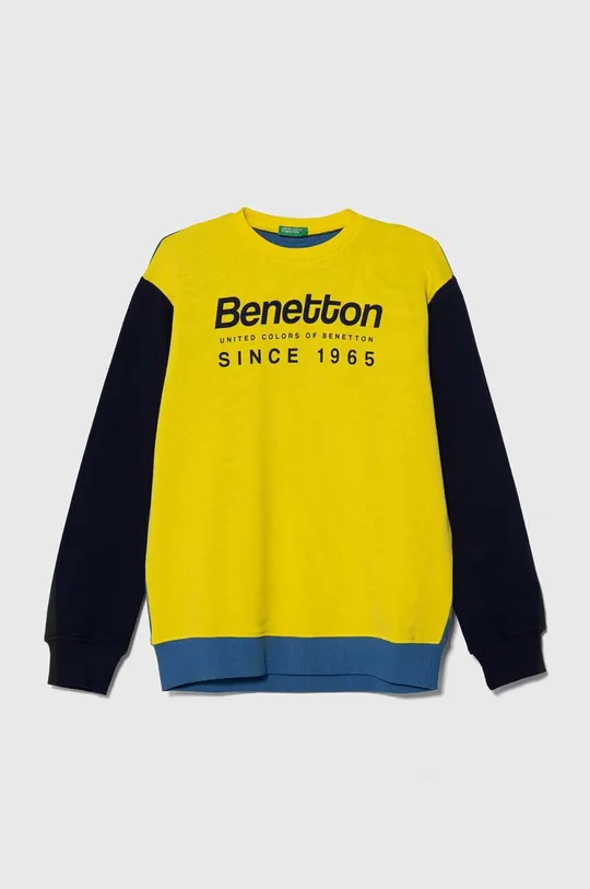 rumena Otroški bombažen pulover United Colors of Benetton Fantovski