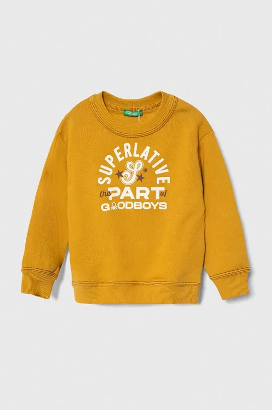rumena Otroški bombažen pulover United Colors of Benetton Fantovski