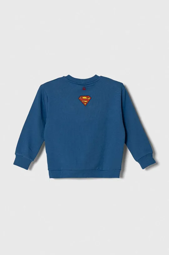 Otroški bombažen pulover United Colors of Benetton x DC modra