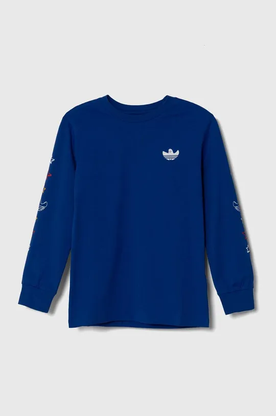 блакитний Дитячий бавовняний лонгслів adidas Originals Для хлопчиків