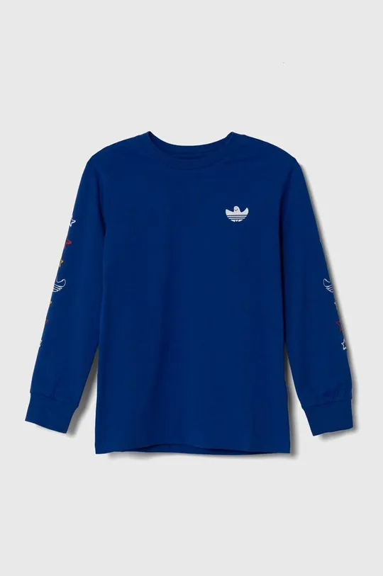 modrá Detská bavlnená košeľa s dlhým rukávom adidas Originals Chlapčenský