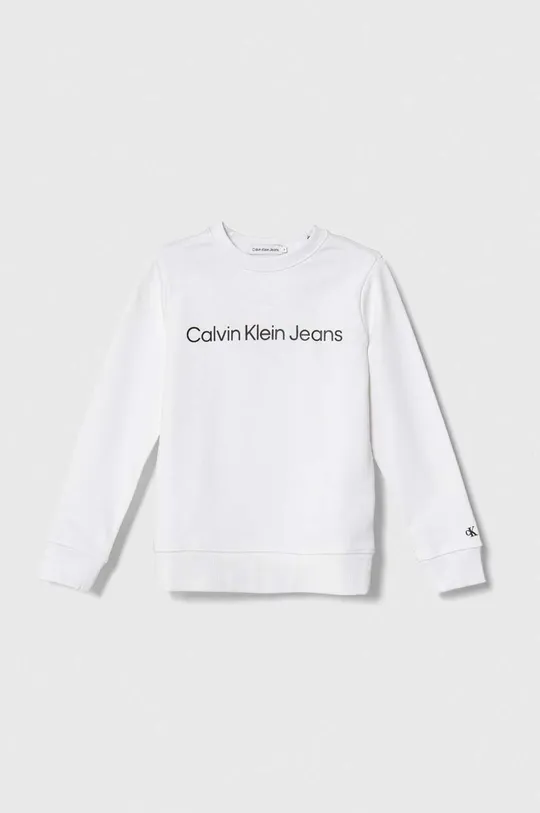 bijela Dječja pamučna dukserica Calvin Klein Jeans Za dječake