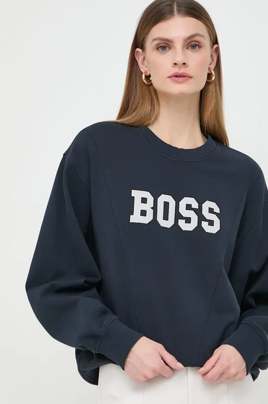 granatowy Boss Orange bluza bawełniana Damski