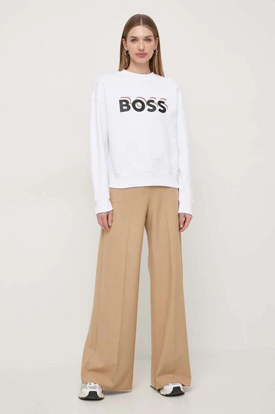 BOSS bluza bawełniana biały