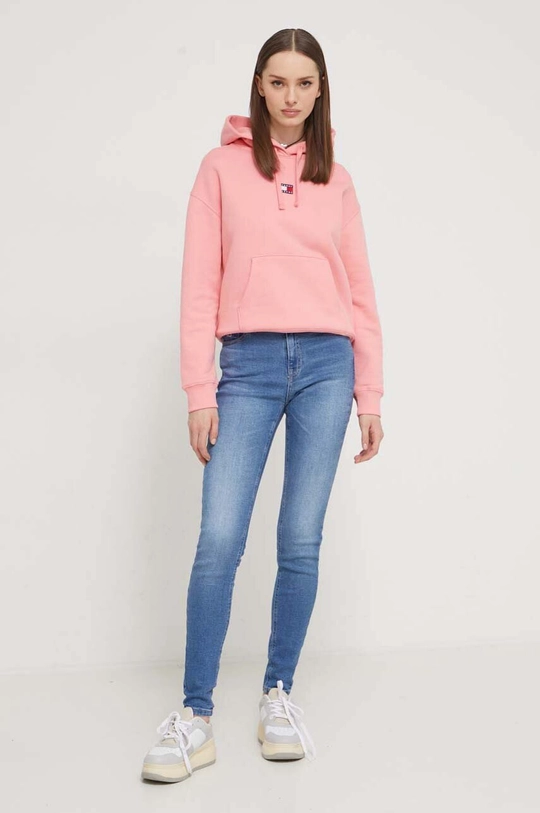 Tommy Jeans bluza bawełniana różowy