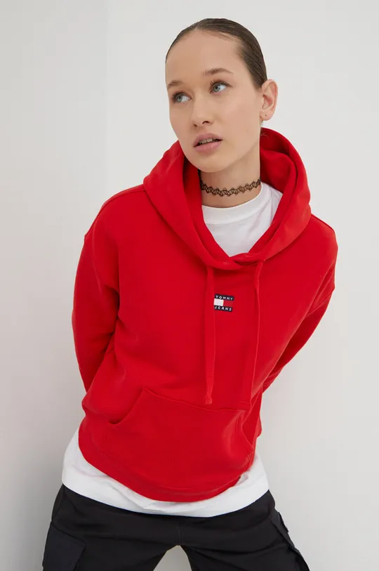 κόκκινο Βαμβακερή μπλούζα Tommy Jeans Γυναικεία
