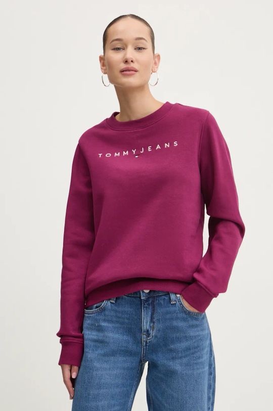 Pulover Tommy Jeans Potisk vijolična DW0DW17323