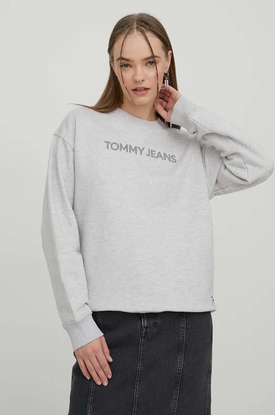 siva Bombažen pulover Tommy Jeans Ženski
