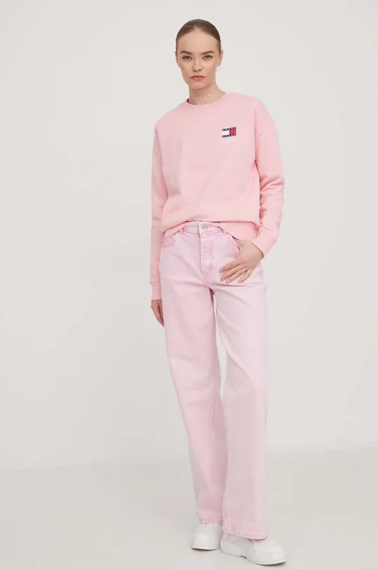 Tommy Jeans bluza bawełniana różowy
