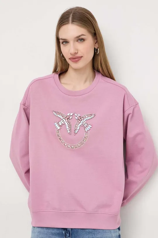 roza Bombažen pulover Pinko Ženski