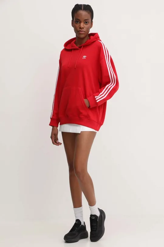 Pulover adidas Originals 3-Stripes Hoodie OS rdeča