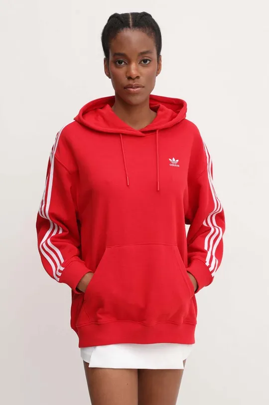 κόκκινο Μπλούζα adidas Originals 3-Stripes Hoodie OS