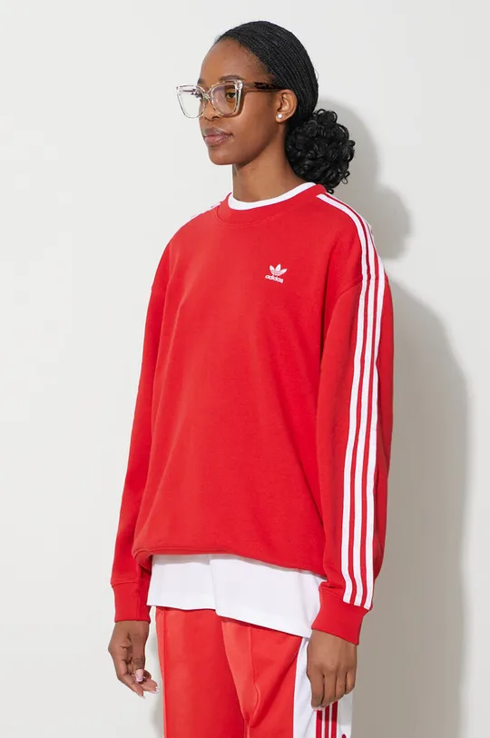 czerwony adidas Originals bluza 3-Stripes Crew OS