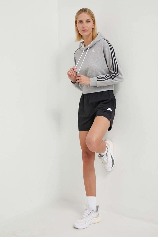 Хлопковая кофта adidas серый