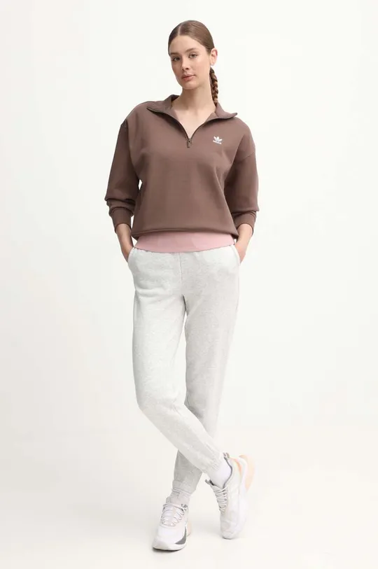 adidas Originals bluza Essentials Halfzip Sweatshirt brązowy