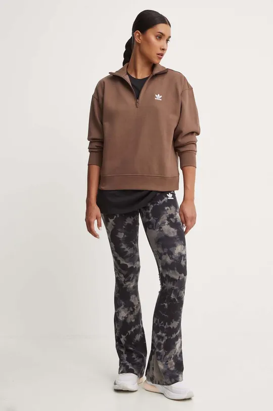 Μπλούζα adidas Originals Essentials Halfzip Sweatshirt καφέ