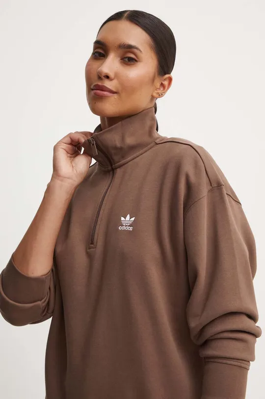 hnedá Mikina adidas Originals Essentials Halfzip Sweatshirt