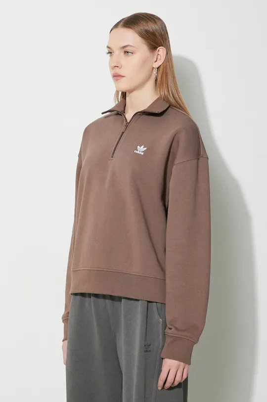 brązowy adidas Originals bluza Essentials Halfzip Sweatshirt