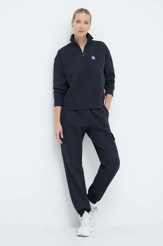 Pulover adidas Originals Essentials Halfzip Sweatshirt črna