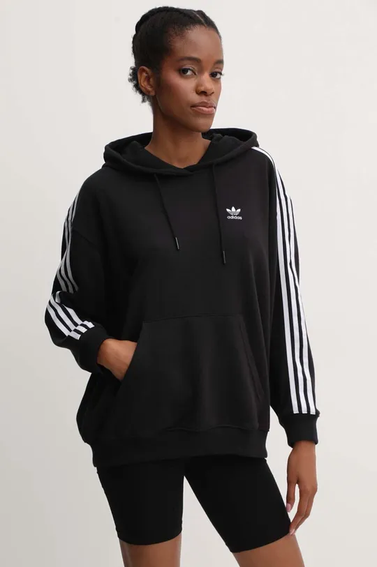 Μπλούζα adidas Originals 3-Stripes Hoodie μαύρο
