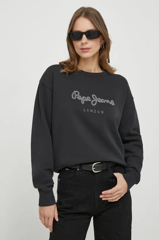 μαύρο Βαμβακερή μπλούζα Pepe Jeans Γυναικεία
