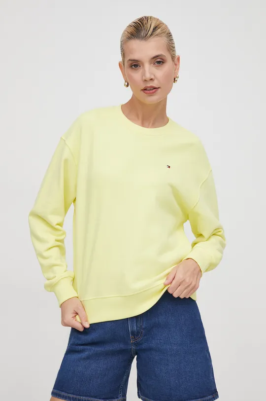 κίτρινο Βαμβακερή μπλούζα Tommy Hilfiger Γυναικεία
