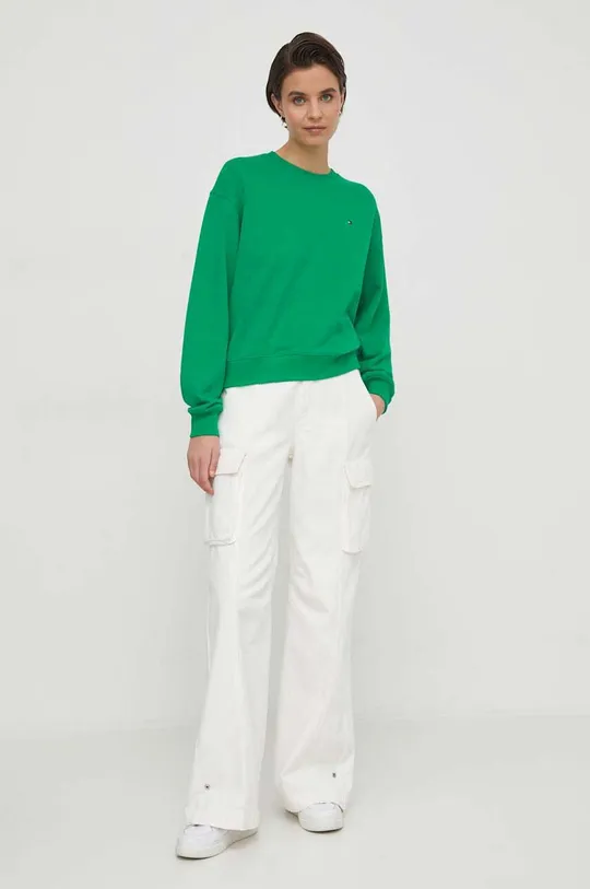 Βαμβακερή μπλούζα Tommy Hilfiger πράσινο