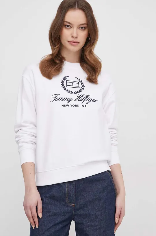 bela Bombažen pulover Tommy Hilfiger Ženski