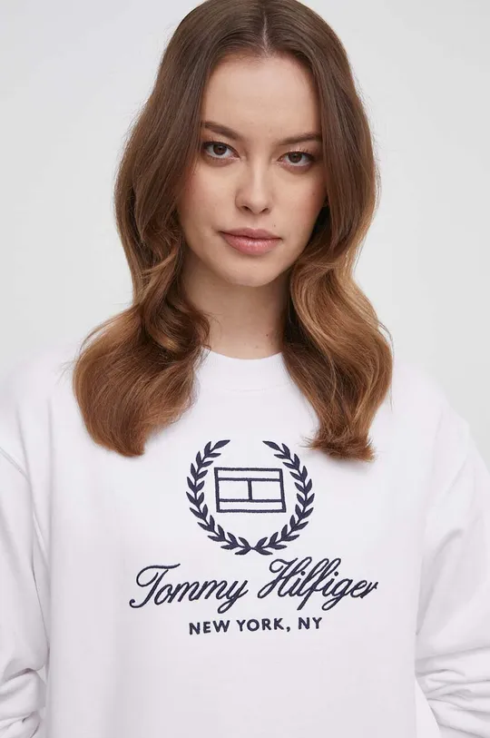 bela Bombažen pulover Tommy Hilfiger
