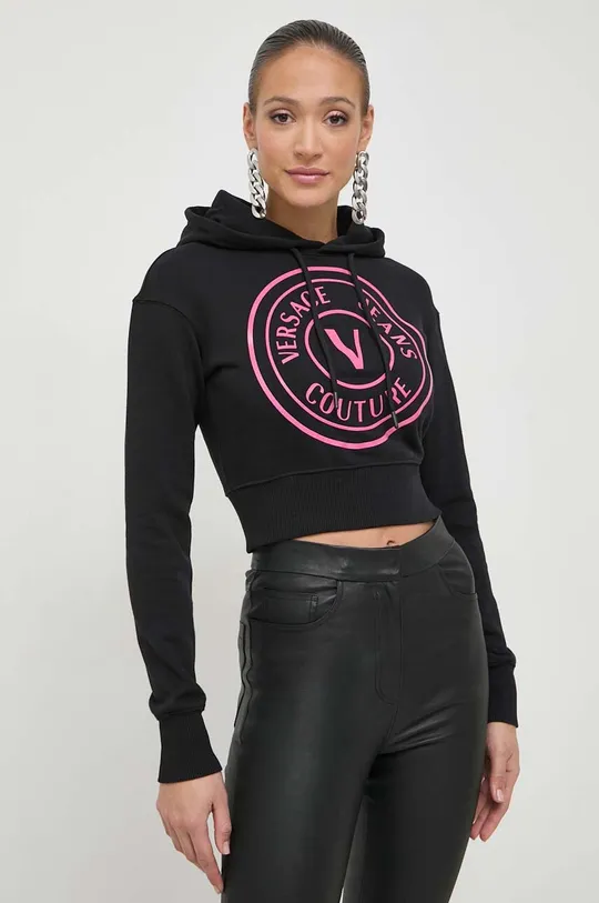 črna Bombažen pulover Versace Jeans Couture Ženski