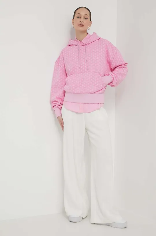 Βαμβακερή μπλούζα Hugo Blue ροζ