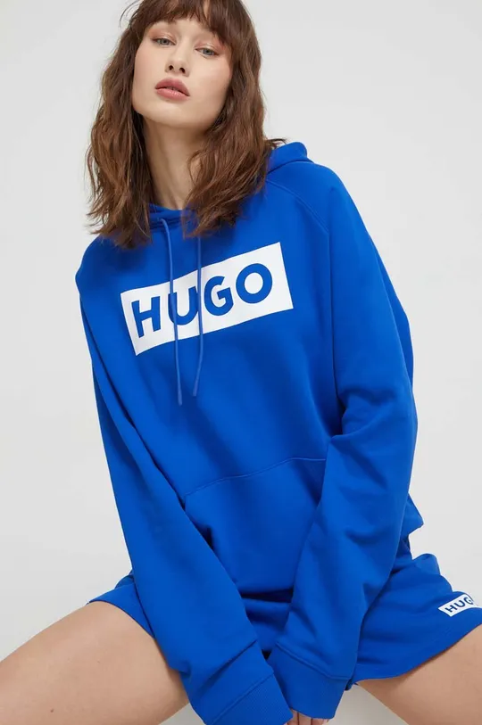 modra Bombažen pulover Hugo Blue Ženski