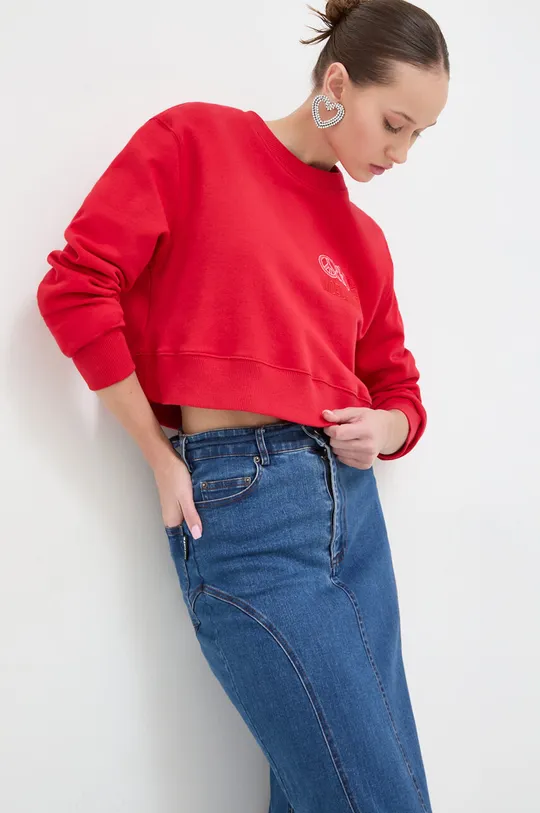 czerwony Moschino Jeans bluza bawełniana