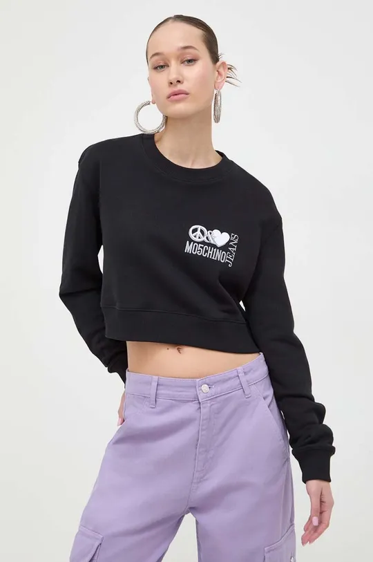 črna Bombažen pulover Moschino Jeans Ženski