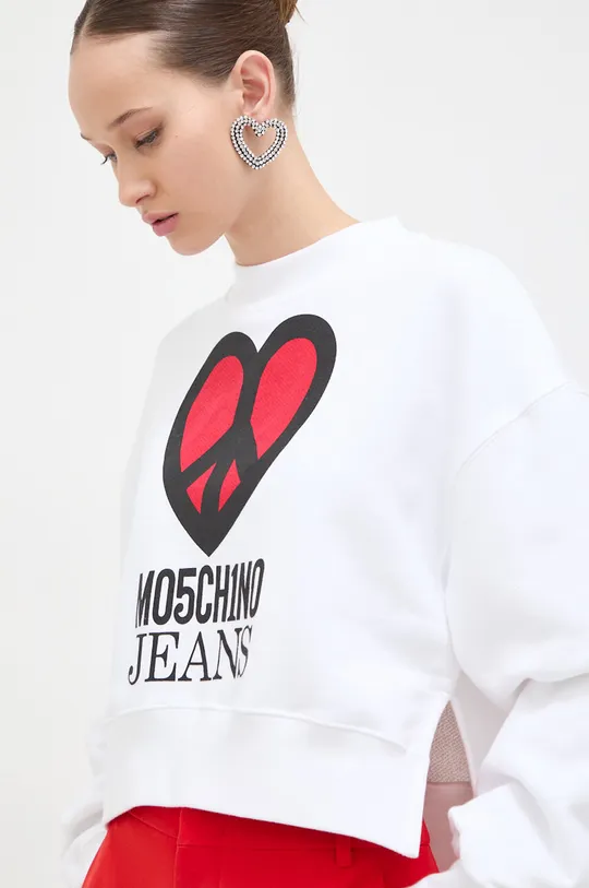bela Bombažen pulover Moschino Jeans Ženski
