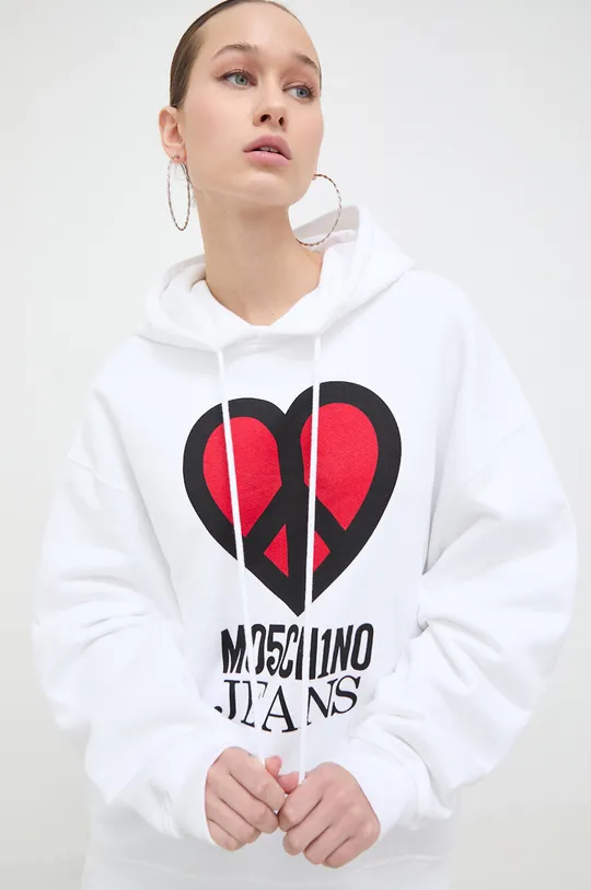 biela Bavlnená mikina Moschino Jeans