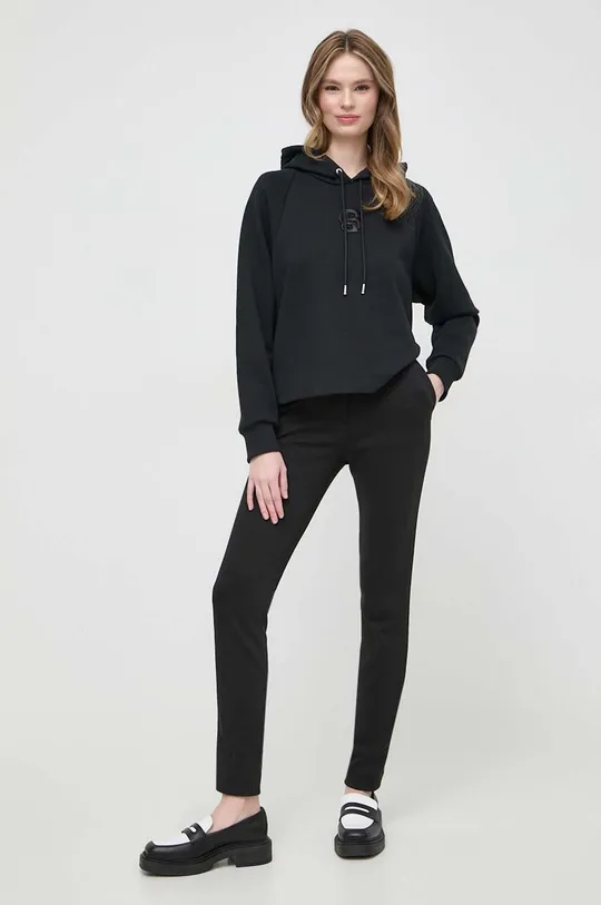črna Bombažen pulover BOSS Ženski