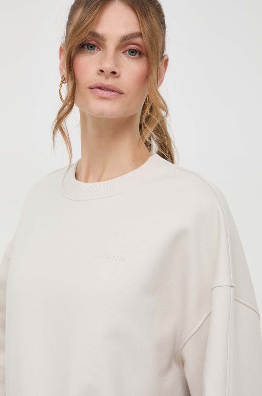 La Mania bluza bawełniana damska kolor beżowy gładka