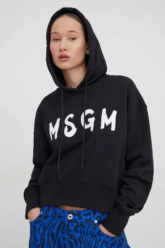 Bombažen pulover MSGM črna