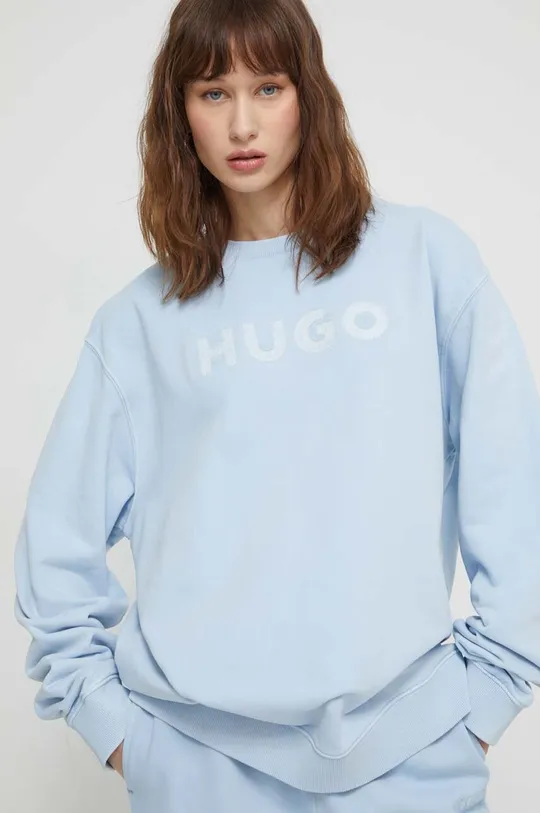 Бавовняна кофта HUGO блакитний