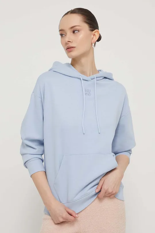 modra Bombažen pulover HUGO Ženski
