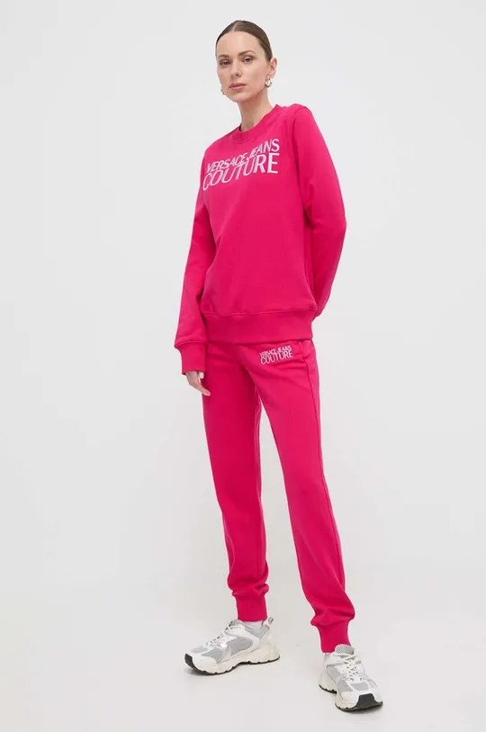 Хлопковая кофта Versace Jeans Couture розовый