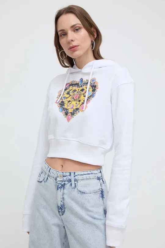 bela Bombažen pulover Versace Jeans Couture Ženski