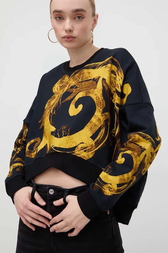 črna Bombažen pulover Versace Jeans Couture Ženski