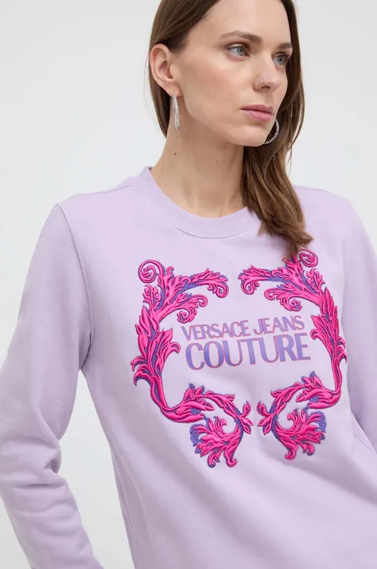 fioletowy Versace Jeans Couture bluza bawełniana