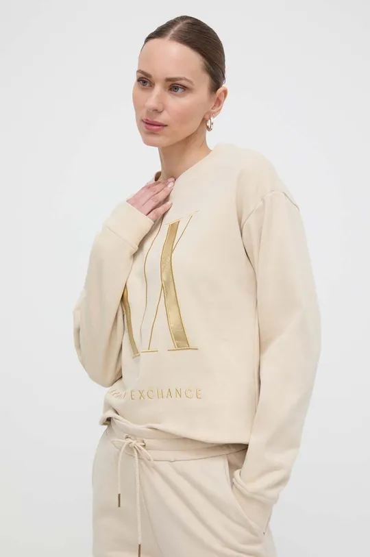 μπεζ Βαμβακερή μπλούζα Armani Exchange Γυναικεία