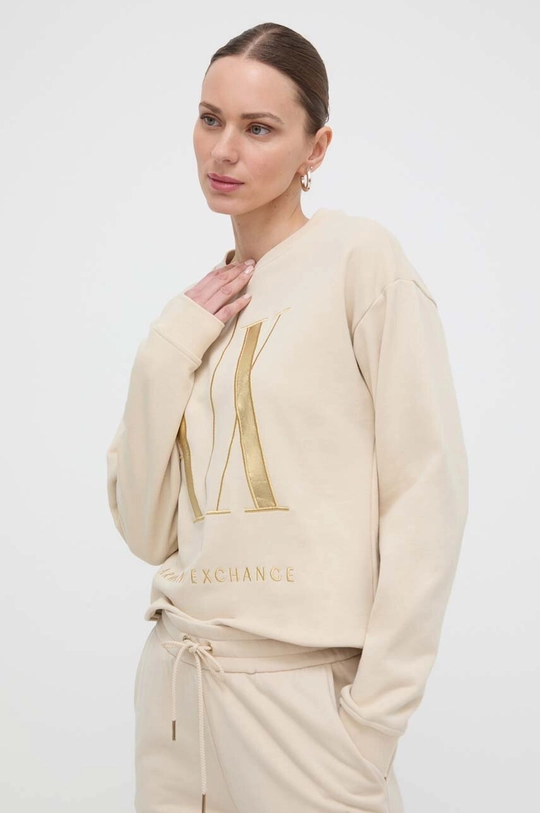 beżowy Armani Exchange bluza bawełniana Damski