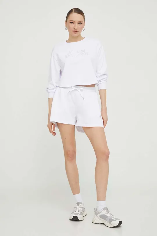 Βαμβακερή μπλούζα Armani Exchange λευκό