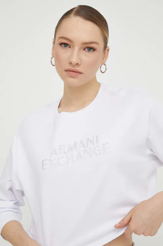 biela Bavlnená mikina Armani Exchange