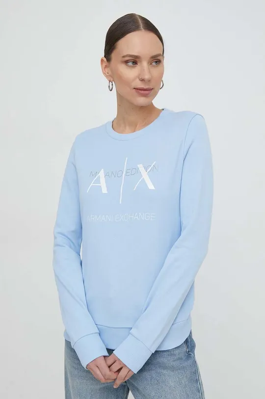 μπλε Βαμβακερή μπλούζα Armani Exchange Γυναικεία